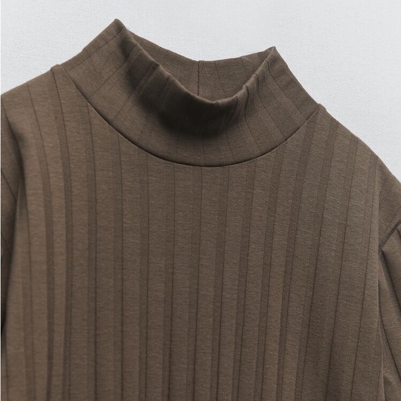 ZARA RIBBED MOCK-NECK DRESS - Picture 3 of 8